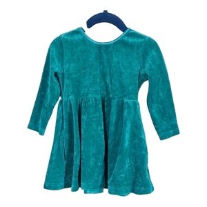 Hanna Andersson Velour Skater Dress Trek Teal Size 18-24 Months